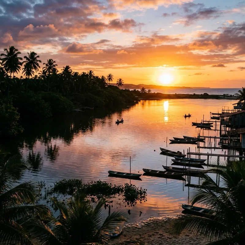 Magnifique coucher de soleil sur la lagune de Tibau do Sul